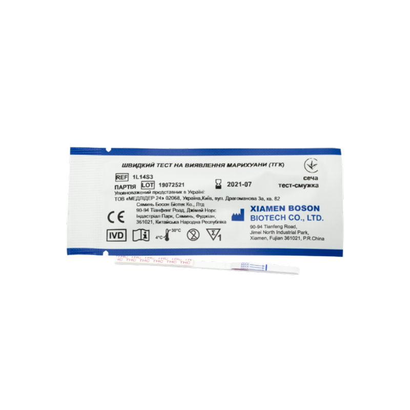 Швидкий тест на виявлення марихуани, сеча, тест-смужка (Boson, 1L14S3)